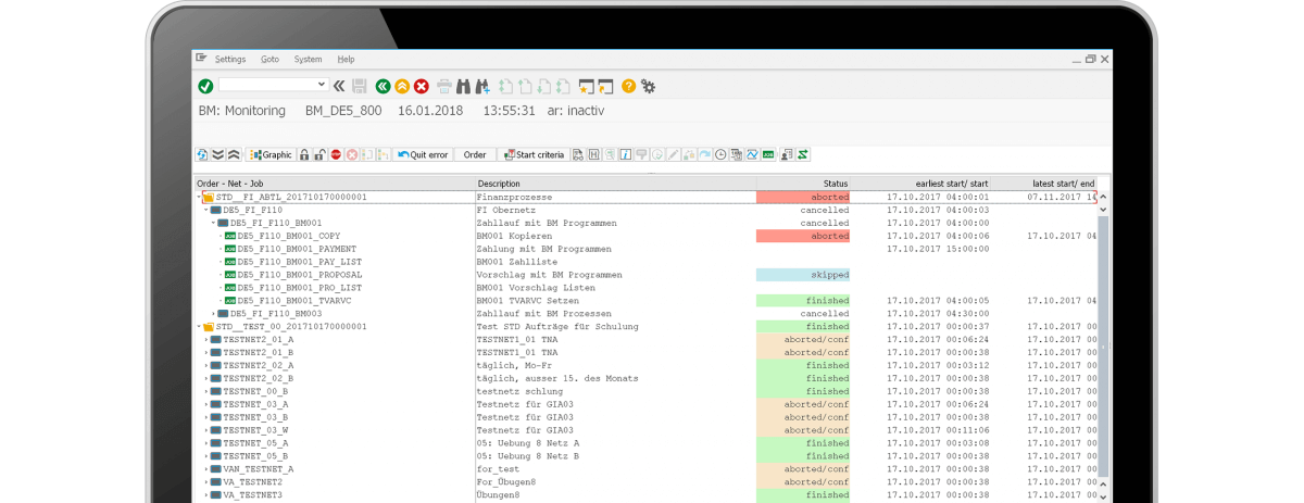 Screenshot Laptop HONICO BatchMan Monitoring Overview