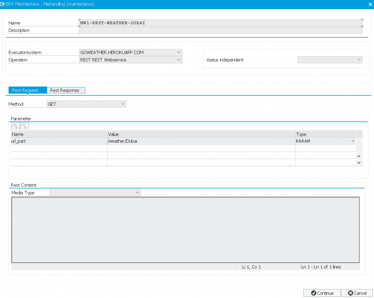 Screenshot FDM BM: Set up REST Service