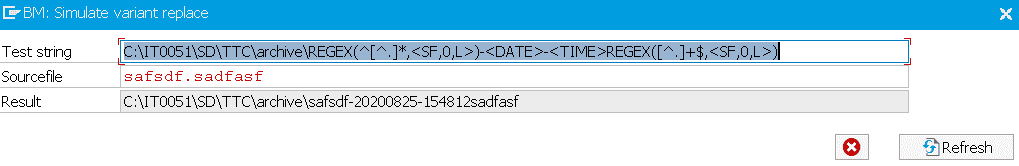 Screenshot FDM options with variable REGEX