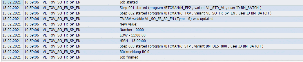 Screenshot Results in Job log in BatchMan