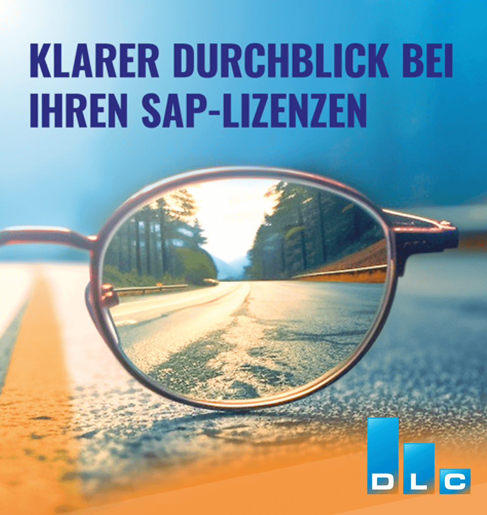 DLC-Claim Klarer Durch bei SAP Lizenzen, zeigt Brillenglas durch die man scharf sehen kann