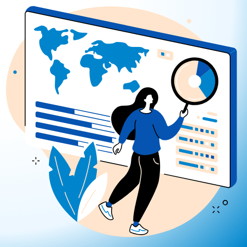 Vector Grafik mit Frau vor Dashboard- Bezug auf DLC Lizenz Software
